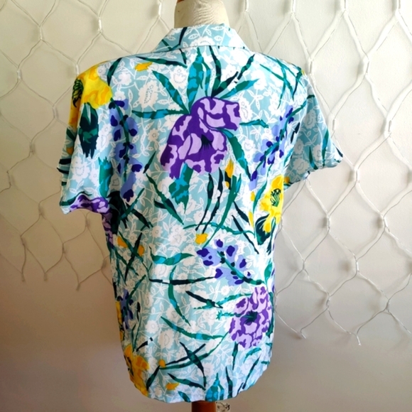 Vintage Floral Blouse / Teddi of CA / Shoulder Pads / Size 10 - Picture 3 of 7